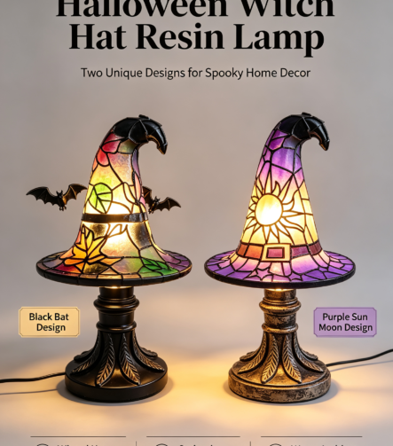 Halloween Witch Hat Resin Lamp AB