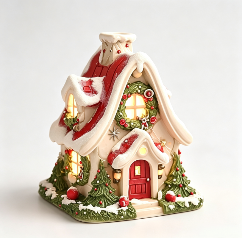 Christmas Snow House Resin Figurine