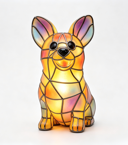 Tiffany Style Corgi Resin Lamp B