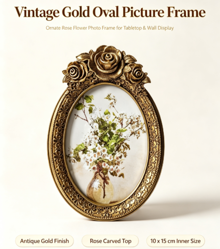 Vintage Rose Resin Picture Frame - 1