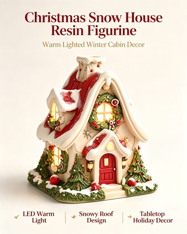 Christmas Snow House Resin Figurine