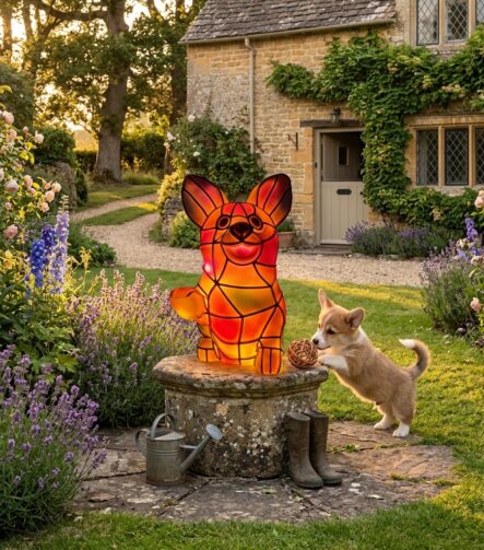 Tiffany Style Corgi Resin Lamp B