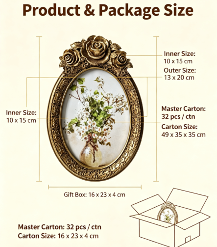 Vintage Rose Resin Picture Frame - 2