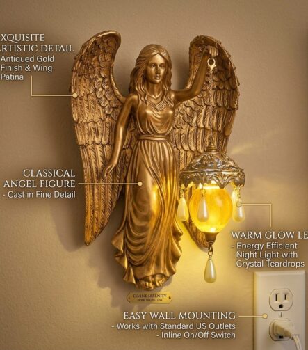 Vintage Golden Angel Wall Sconce Lamp