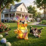 Tiffany Style Corgi Resin Lamp B