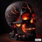 Lava Stone Skull Lamp E