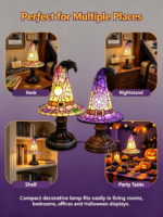 Halloween Witch Hat Resin Lamp AB